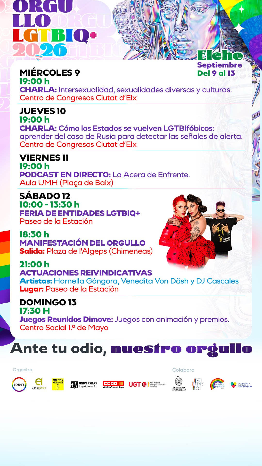PROGRAMACIÓN ORGULLO 2026 ELCHE